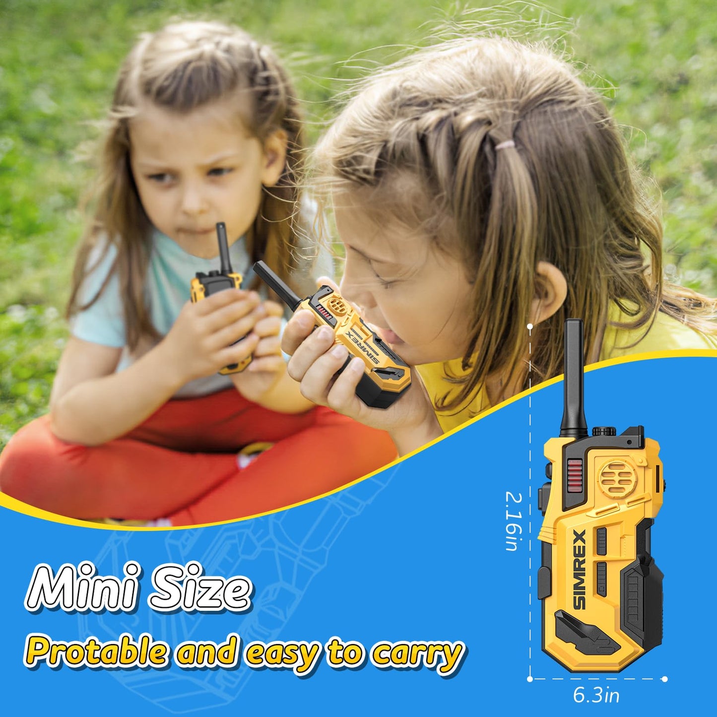 Simrex Walkie Talkies For Kids 2 Pack, Hd Radio Long Range Walkie-Talkie, Kids Intercom, And Outdoor, Camping Walkie-Talkie, Ideal For Kids 3-12 Years Old