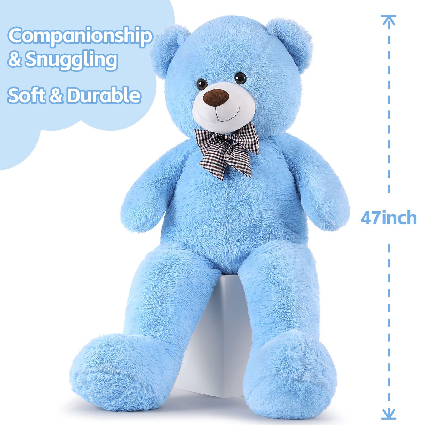 Morismos Giant Teddy Bear, Big Teddy Bear Stuffed Animals Plush, Large Bear For Girlfriend Christmas Valentine'S Day, Blue