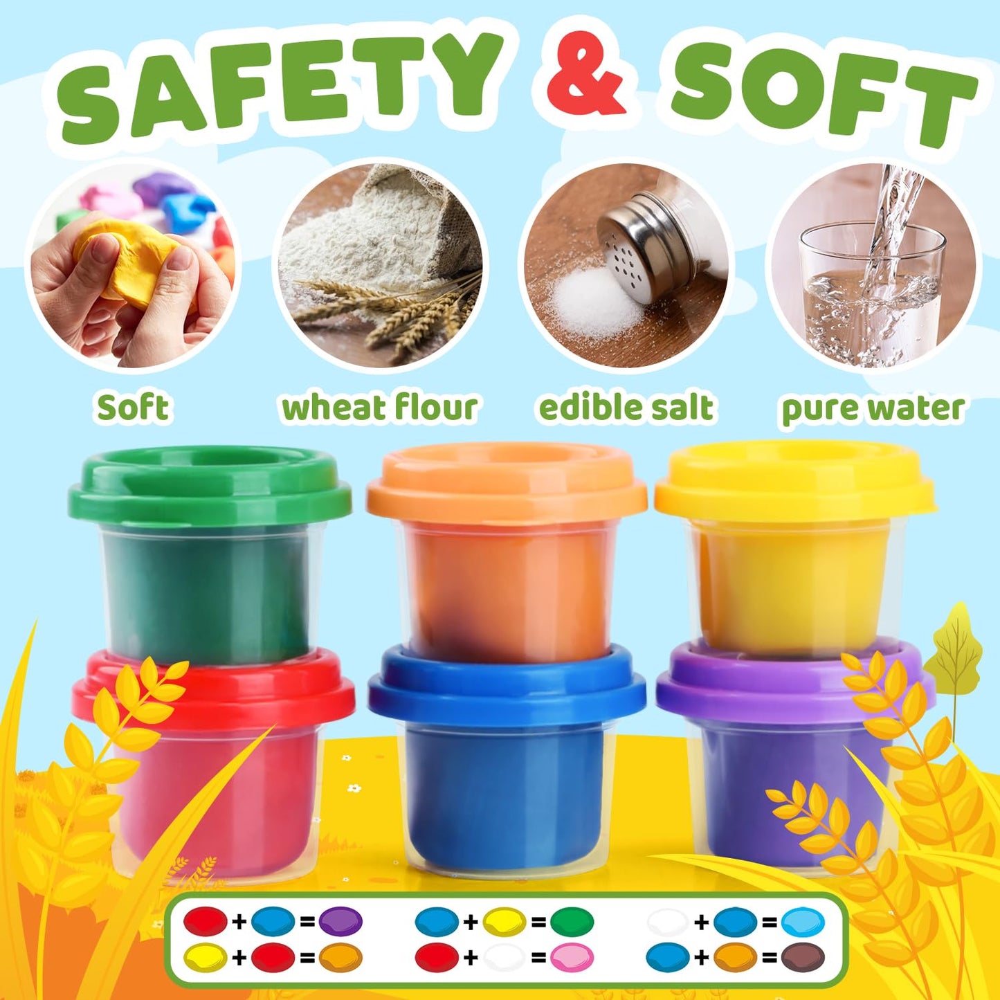 PLAY Farm Animals Clay Sets for Kids Ages 4-8, Color Dough Kit with Animal Molds, Non-Toxic & Safe Toys Gifts for Boys Girls 4-6