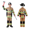 Yolsun Tan Fireman Costume For Kids, Boys' And Girls' Firefighter Dress Up (8 Pcs) 8-9 Years