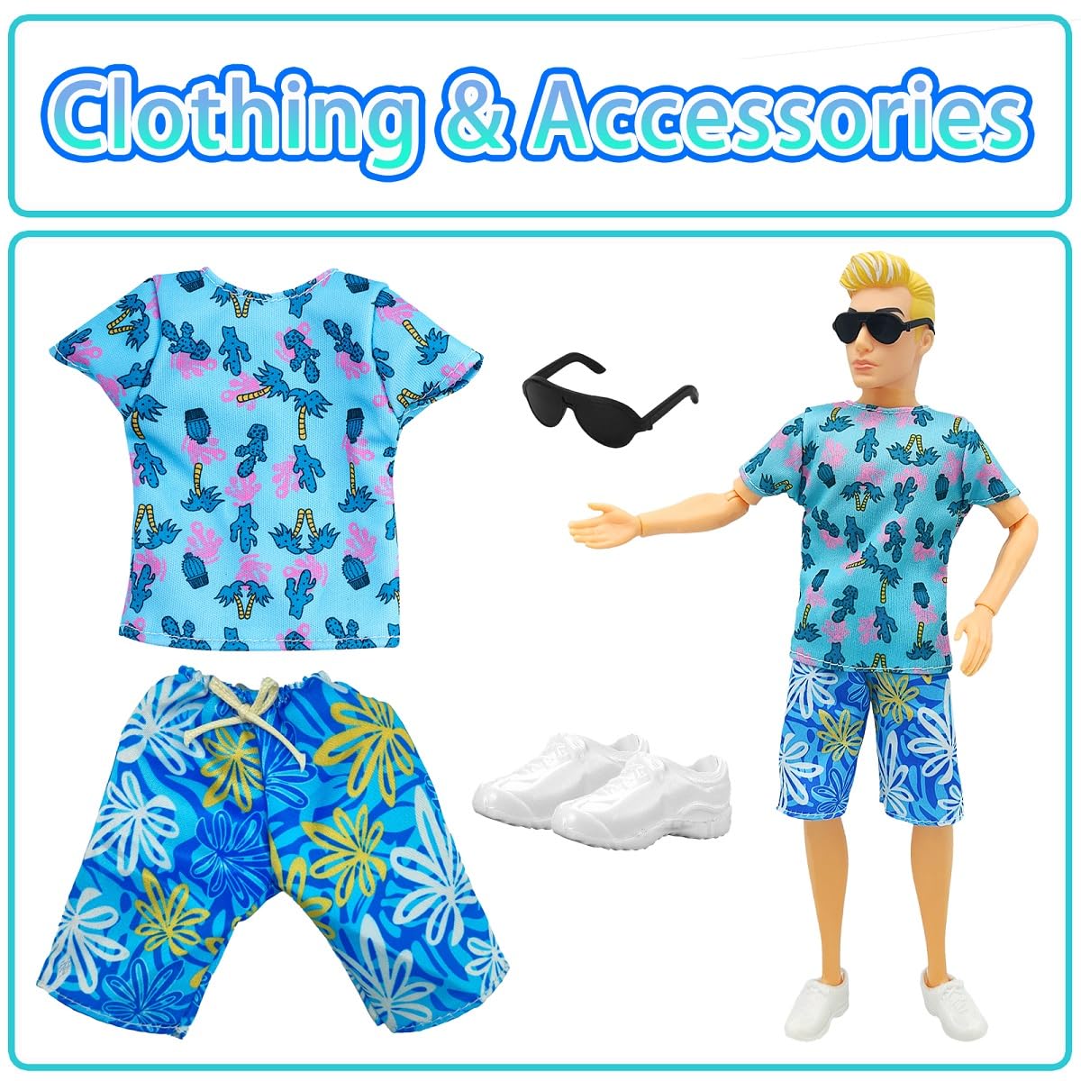 Flfuatt Stylish Fashions Girls Doll Toys, The Ultimate Fashionista Doll For Trendy Kids, 11.5 Inch Fashion Doll (Blue Short Slee
