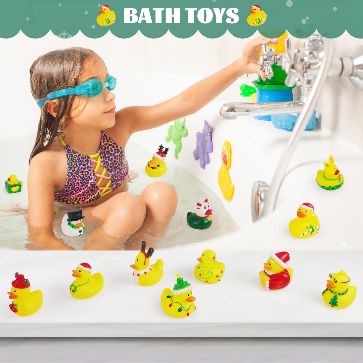 Fudragtn 36Pcs Christmas Rubber Ducks In Bulk, 2 Inch Mini Christmas Ducks Bath Toys For Kids Boys Girls, Holiday Rubber Ducks F