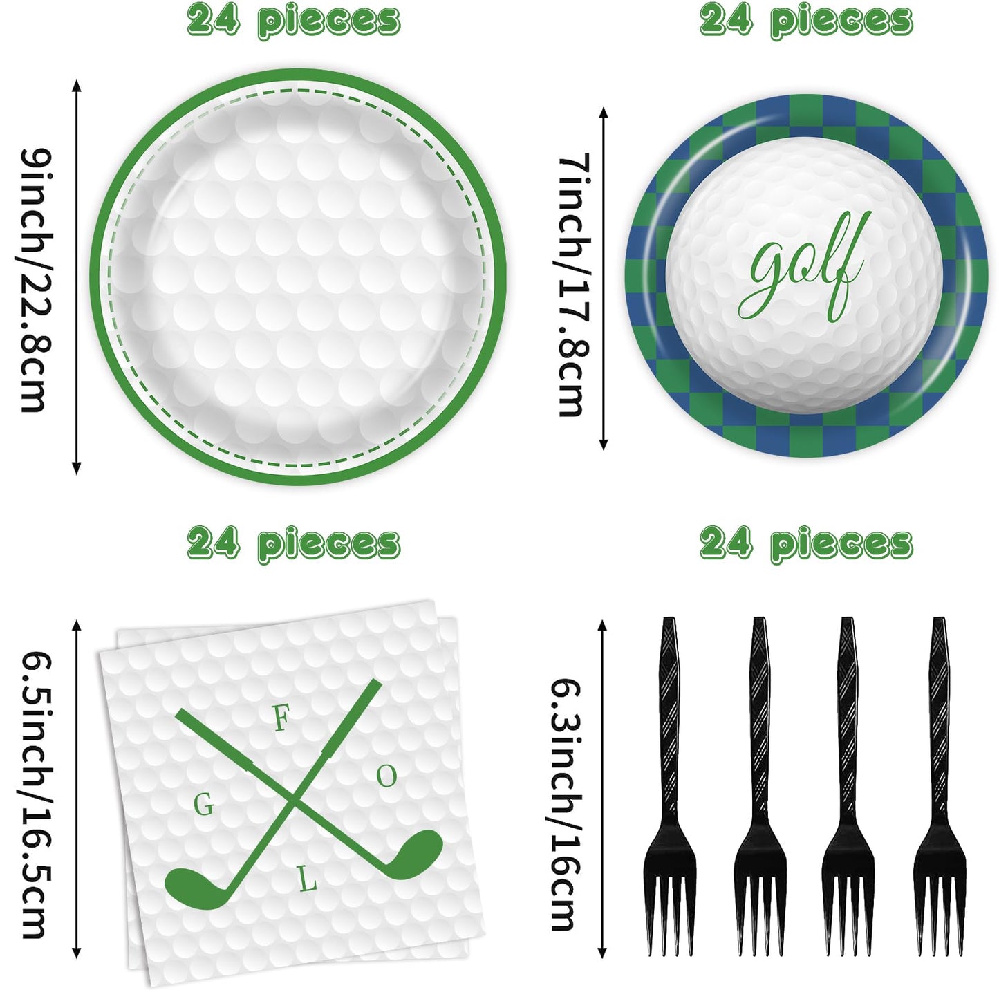 Bqk 96 Pcs Golf Plates And Napkins Golf Birthday Party Decorations Golf Party Supplies Golf Party Decor Golf Decorations For Par