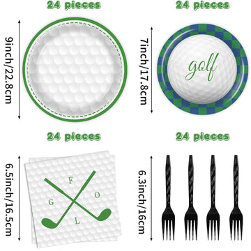 Bqk 96 Pcs Golf Plates And Napkins Golf Birthday Party Decorations Golf Party Supplies Golf Party Decor Golf Decorations For Par