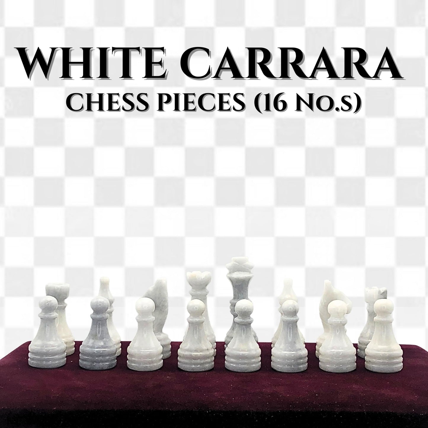 Handcrafted enhanced Marble Chess Pieces Set - Elegant 32-Piece Replacement for 12-15 Inch Chess Boards Storage Box (Grey and White)