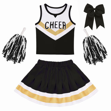 Cifitery Cheerleader Costume For Girls Black White Cheerleading Outfit For Kids Cheer Up Halloween Dress Up Cheerleader Gifts