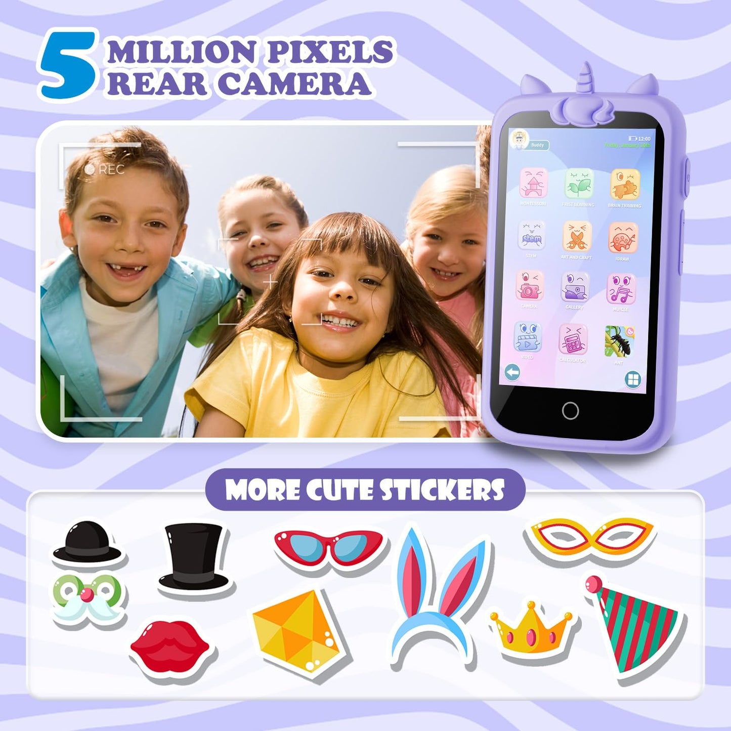 Kids Toys Phone, 3.97'' Touchscreen Mini Phones For Kids, Learning Phone Puzzle Games For Girls Boys, 1500Ma Toys Cell Phone, 8G