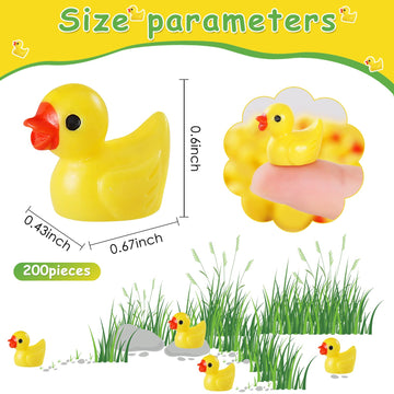 GliSun 200 Pieces Mini Resin Ducks Tiny Duck for Garden Micro Landscape Ornament Dollhouse Prank Christmas Falloween Birthday Pa