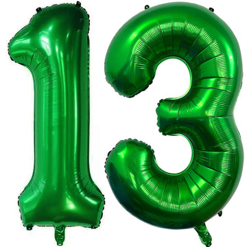 Number 13 Dark Green Balloons 40 Inch Giant Green 13 Numer Foil Helium Balloons For 13Th Green Birthday Party Supplies 31St Anni