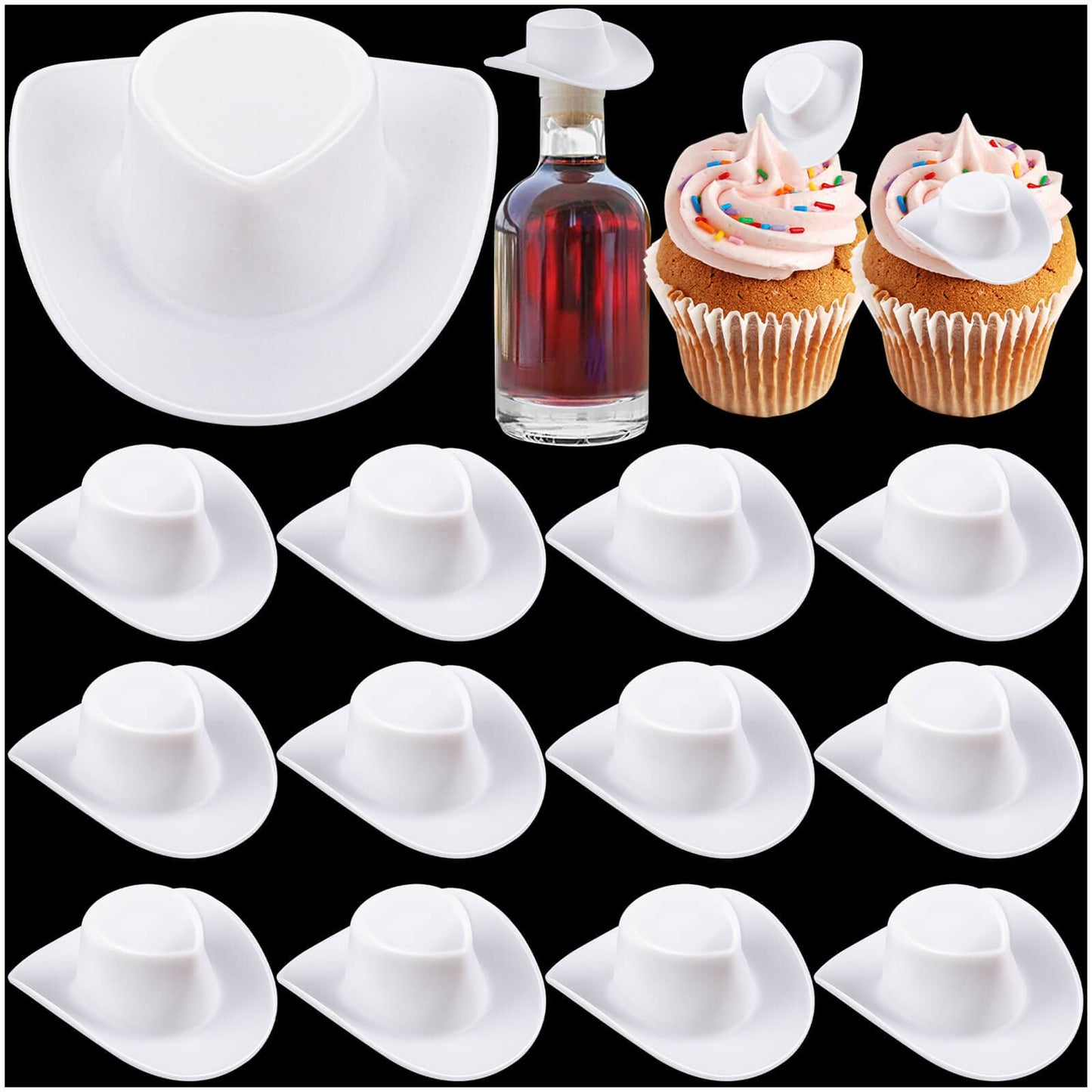 20Pcs Mini Western Cowboy Hat, Plastic Cute Doll Hats, Miniature Cowboy Cowgirl Hat Party Hat For Pretend Play Dollhouse Decorat