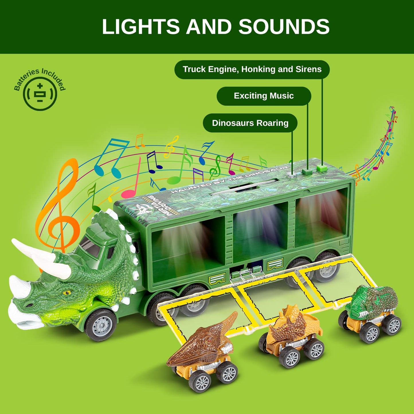 Toyvelt Dinosaur Toys For Kids 3-5 Dinosaur Truck Carrier Comes With 3 Dino Cars 12 Dinosaurs - Perfect Toy Gift For 3 4 5 6 7 Y