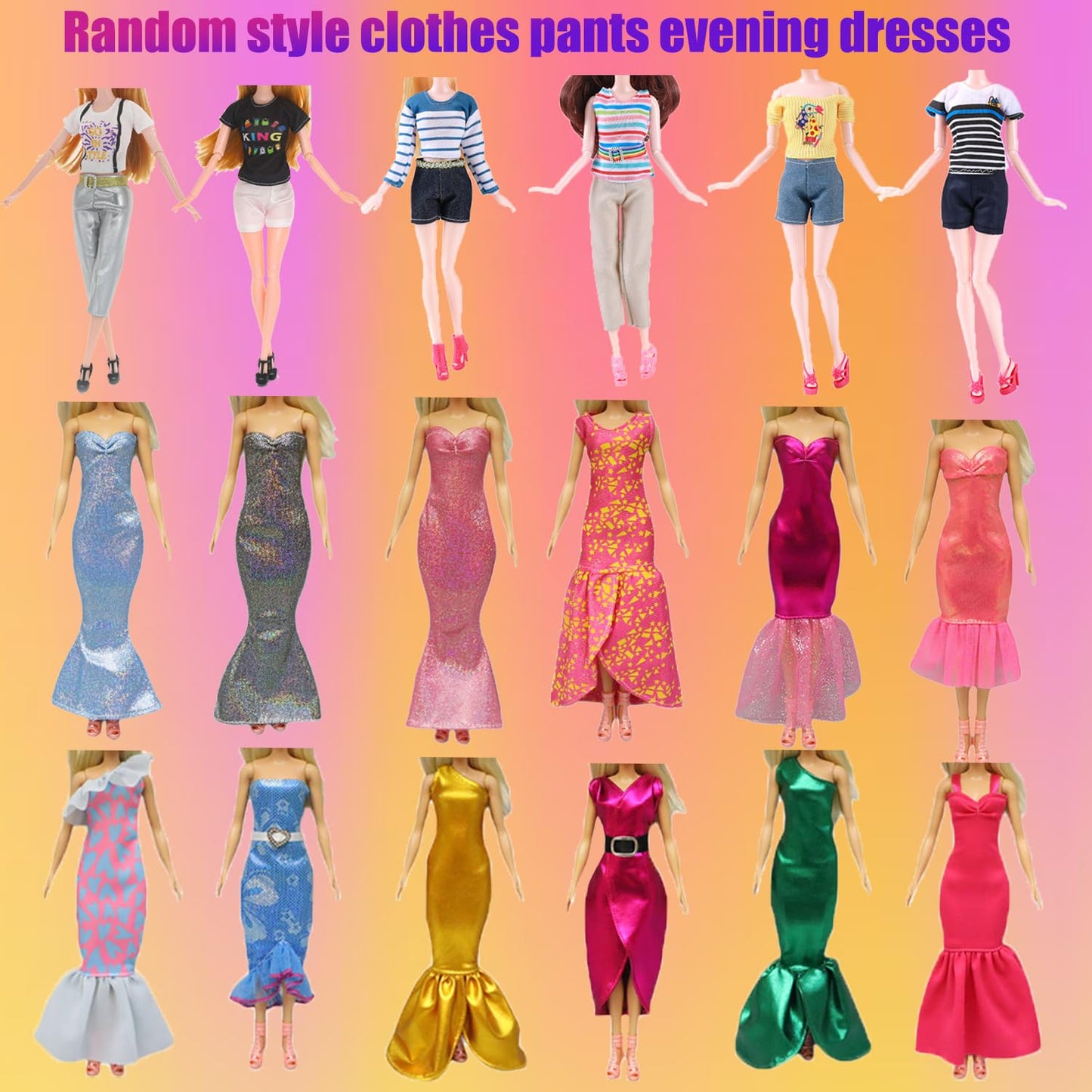98 Pcs Doll Clothes And Accessories For 11.5 Inch Doll, Wedding Gowns, Evening Dresses, Slip Dresses, Bikini Swimsuits, Set Casual Outfit Top And Pant Birthday For Girl Age 4-6 7-13