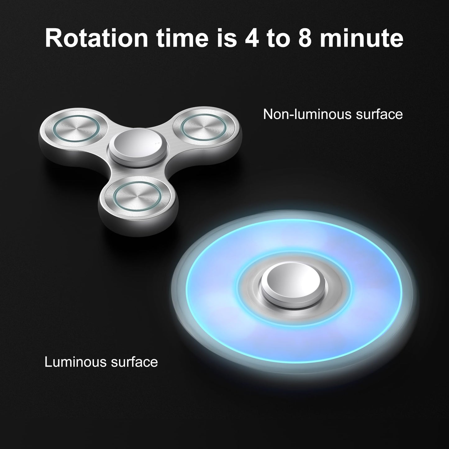 Fidget Spinners Toy, Metal Stainless Steel Bearing High Speed 4-8 Min Spins, Edc Adhd Stress Anxiety Relieves Fidgets Finger Toy