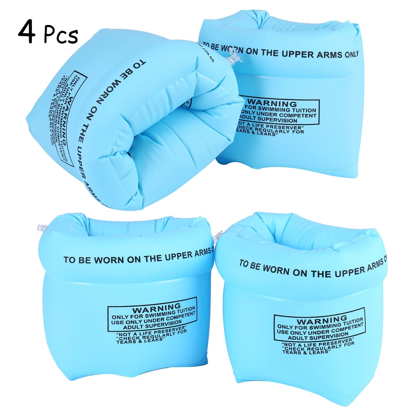 4 Pcs Arm Floaties Inflatable Toddler Baby Swimming Sleeves Rings Arm Bands Water Wings Pool Floats For Kids Adults Childern (Bl