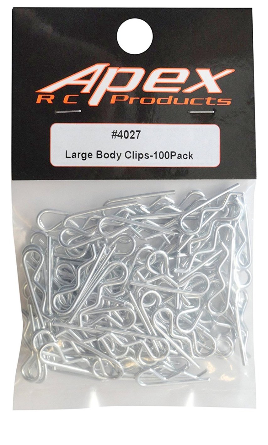 Apex RC Products 1/10 Large RC Car/Truck/Buggy Galvanized Steel Body Clips - 100 PACK 4027