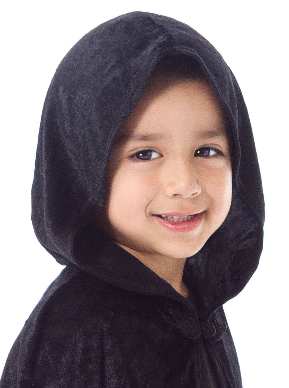 Little Adventures Deluxe Hooded Black Velvet Cloak Cape (Small Age 1-5) - Machine Washable Child Pretend Play And Party Dress-Up