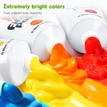 Jar Melo Washable Finger Paints for Toddlers - 12 Non-Toxic Colors, 25.2 Fl Oz, Safe Art Supplies for Kids Age 2+, Ideal for Hand & Feet