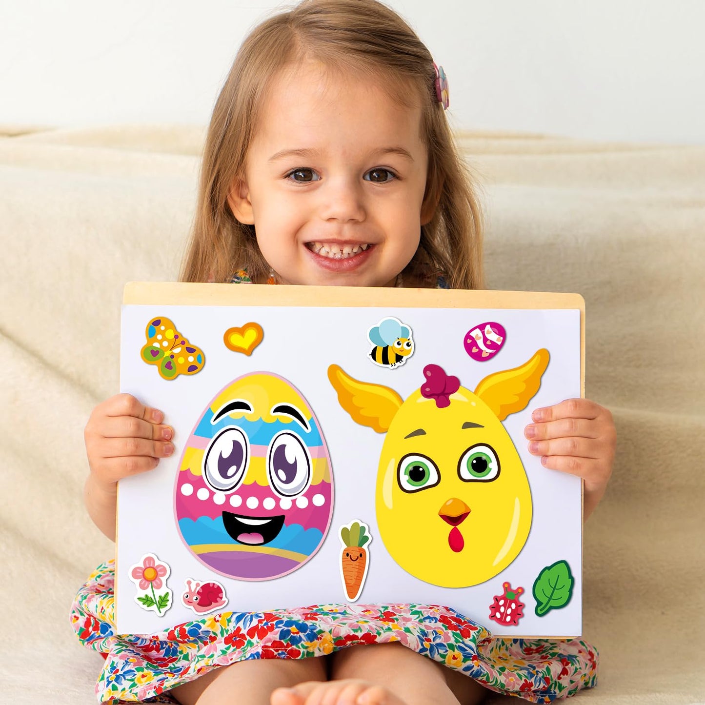 Smilinfit 24 Sheet Easter Stickers For Kids Toddlers, Easter Basket Stuffers, Make A Face Sticker Sheets Easter Crafts Activitie