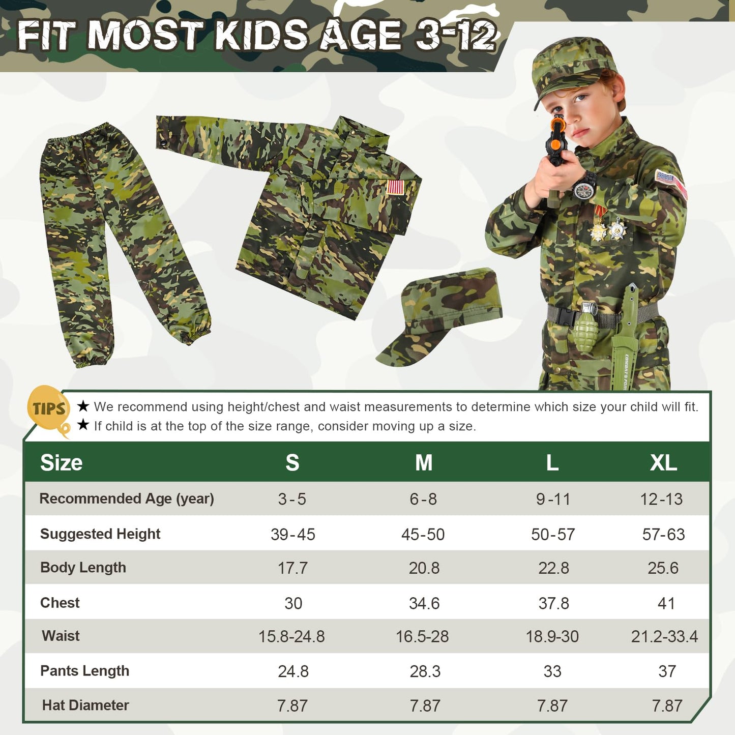 Metemot Kids Army Costume For Boys, Military Army Costume With Army Toys, Solider Boy Dress Up, Halloween Costumes For Boys