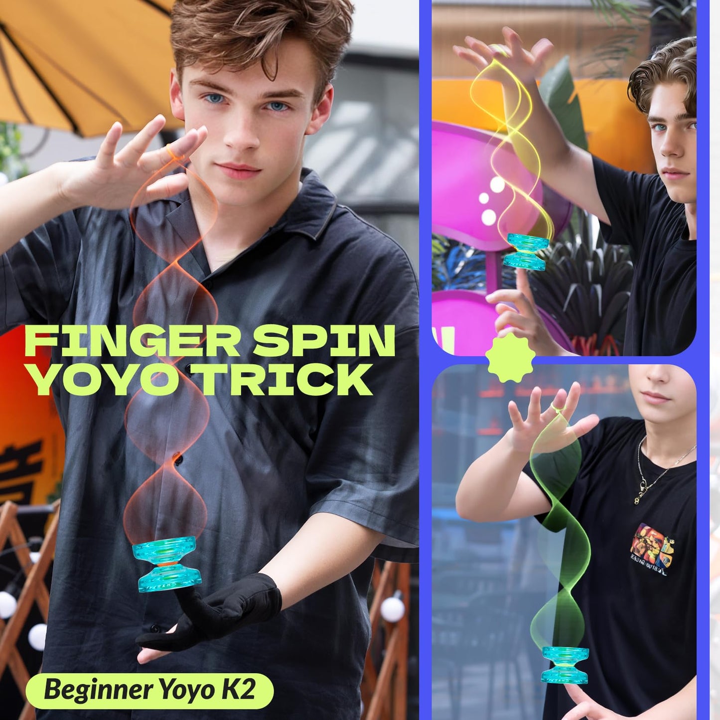 Magicyoyo Professional Pack Of 2 Yoyos V3+K2, Responsive Yoyo For Kids Beginner, Dual Purpose Trick Yoyo With Unresponsive Yoyo Bearing For Adults/Advanced+Extra Yo-Yo Case + 12 Yoyo Strings