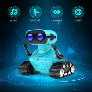 ALLCELE Robot Toys, Rechargeable RC Robots for Kids Boys, Remote Control Toy with Music and LED Eyes, Gift for Children Age 3 Ye