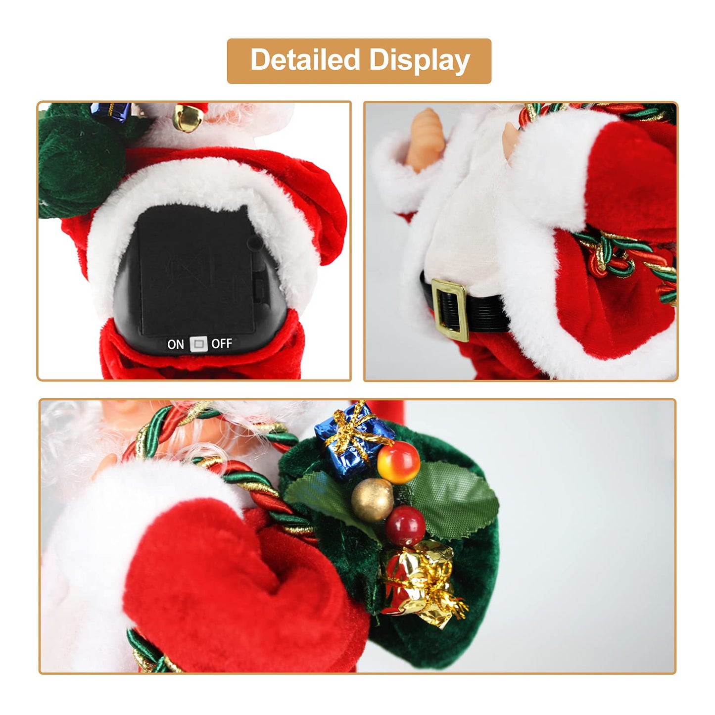 Sdenow Animated Santa Claus Shaking Belly Musical Santa Claus Singing Dancing Stuffed Christmas Santa Claus Toys Plush Electric Santa Dolls For Kids