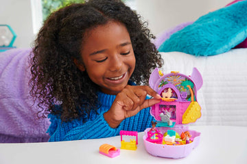Polly Pocket Llama Camp Adventure Playset with 2 Micro Dolls & 13 Accessories, Multicolor Travel Toy, Model HKV33