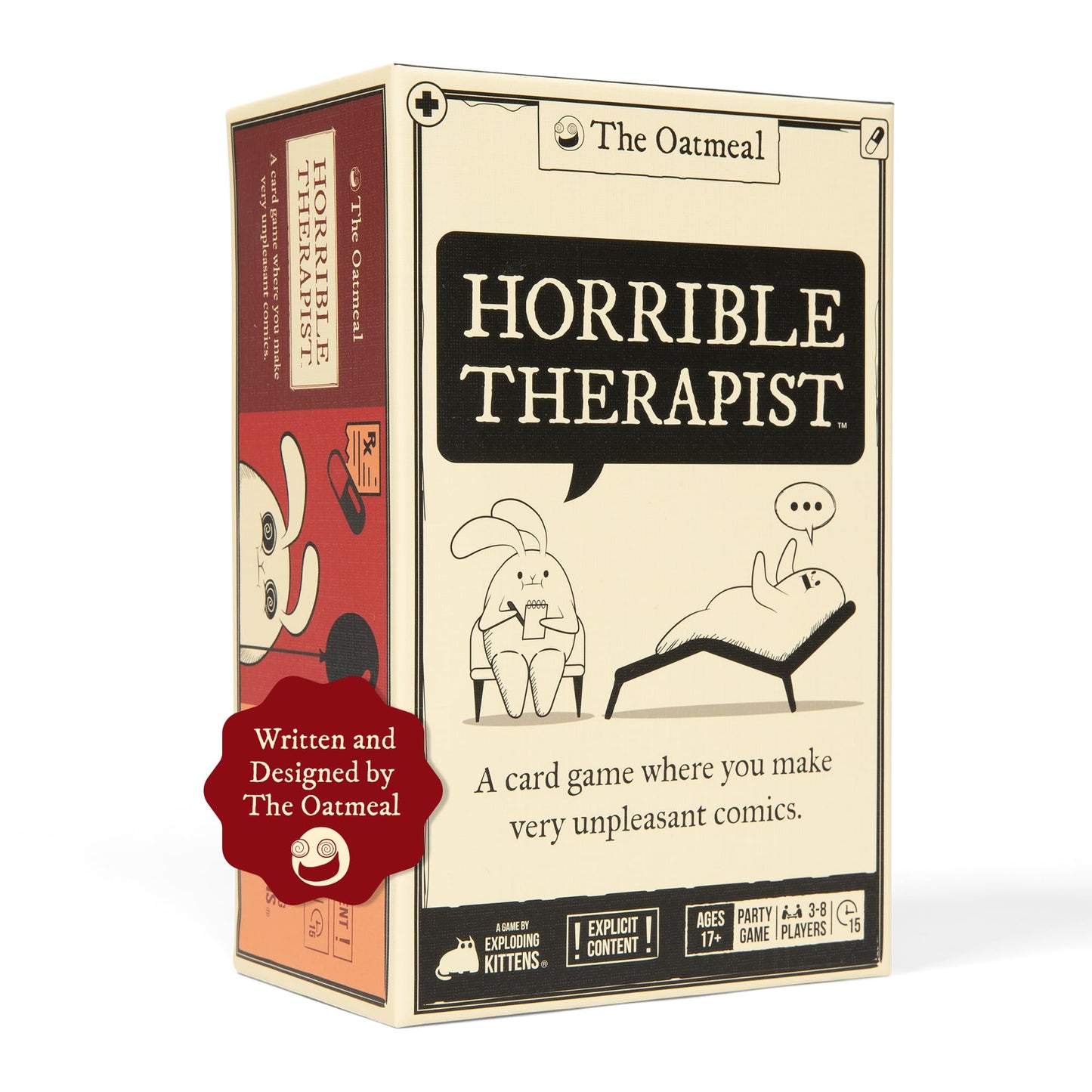 Exploding Kittens Horrible Therapist: Extra Horrible Edition 3-8 Players - Ages 17+ - 15 Minutes To Play - Comic Building Card Game - Ideal For Party, Family Game Night - White
