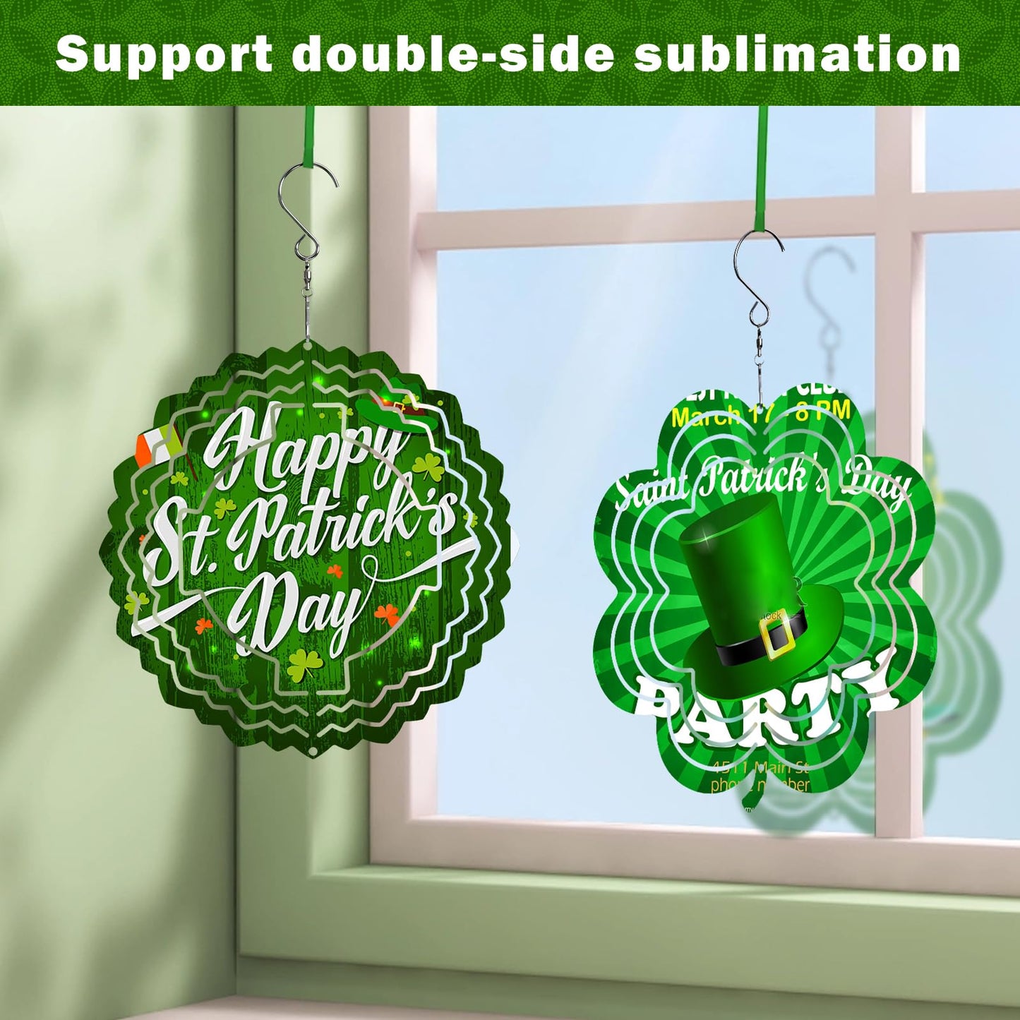 Sublimation Wind Spinner Blank 8 Inch 5 Pack Aluminum Wind Sculpture Double Sided Heat Transfer Printing (Cross Shape)