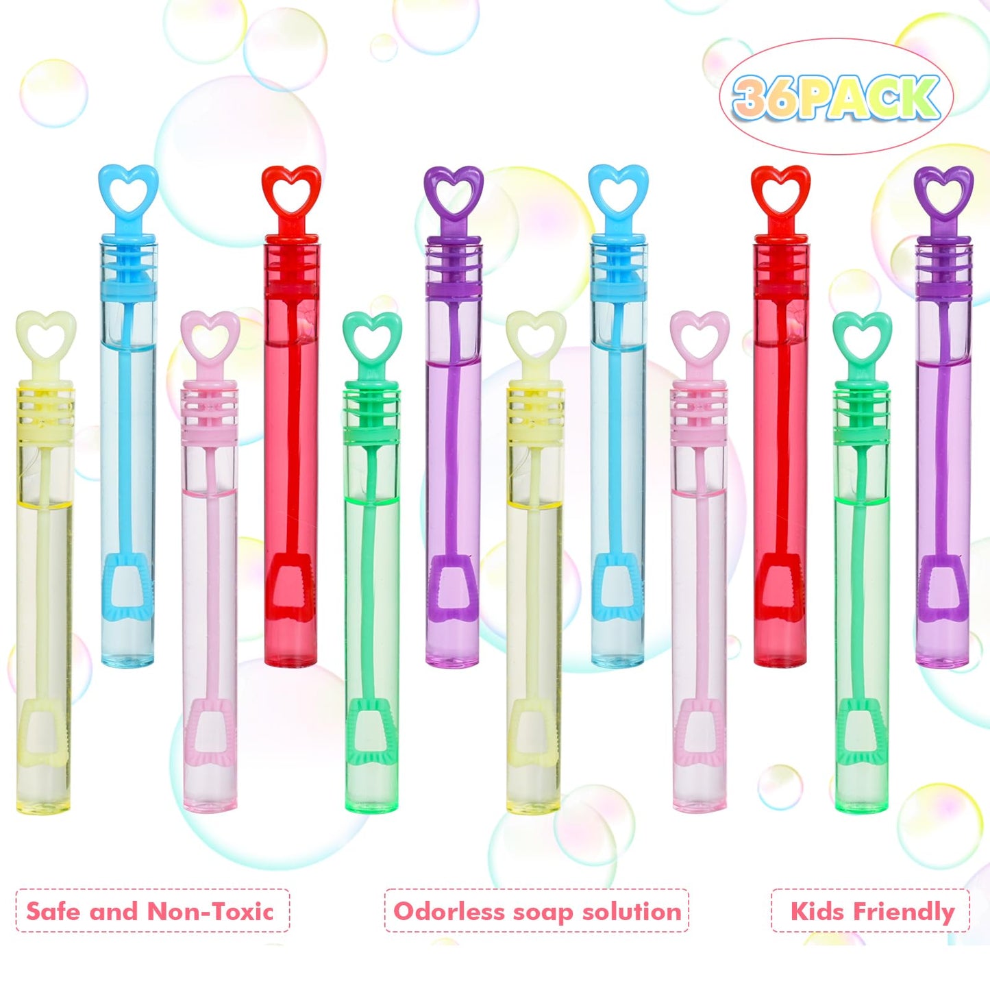 36 Pcs Bubbles Party Favors For Kids Mini Bubble Wands Bubble Party Favors Assortment Neon, Kids Summer Gifts, Fun Bubbles For Christmas Halloween Birthday Goodie Bags
