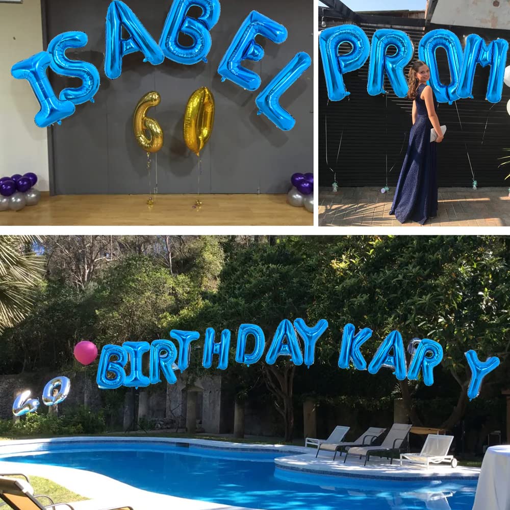 Toniful 40 Inch Large Blue Letter B Balloons Giant Alphabet Letter Balloons,Foil Mylar Big Balloons For Birthday Party Anniversa