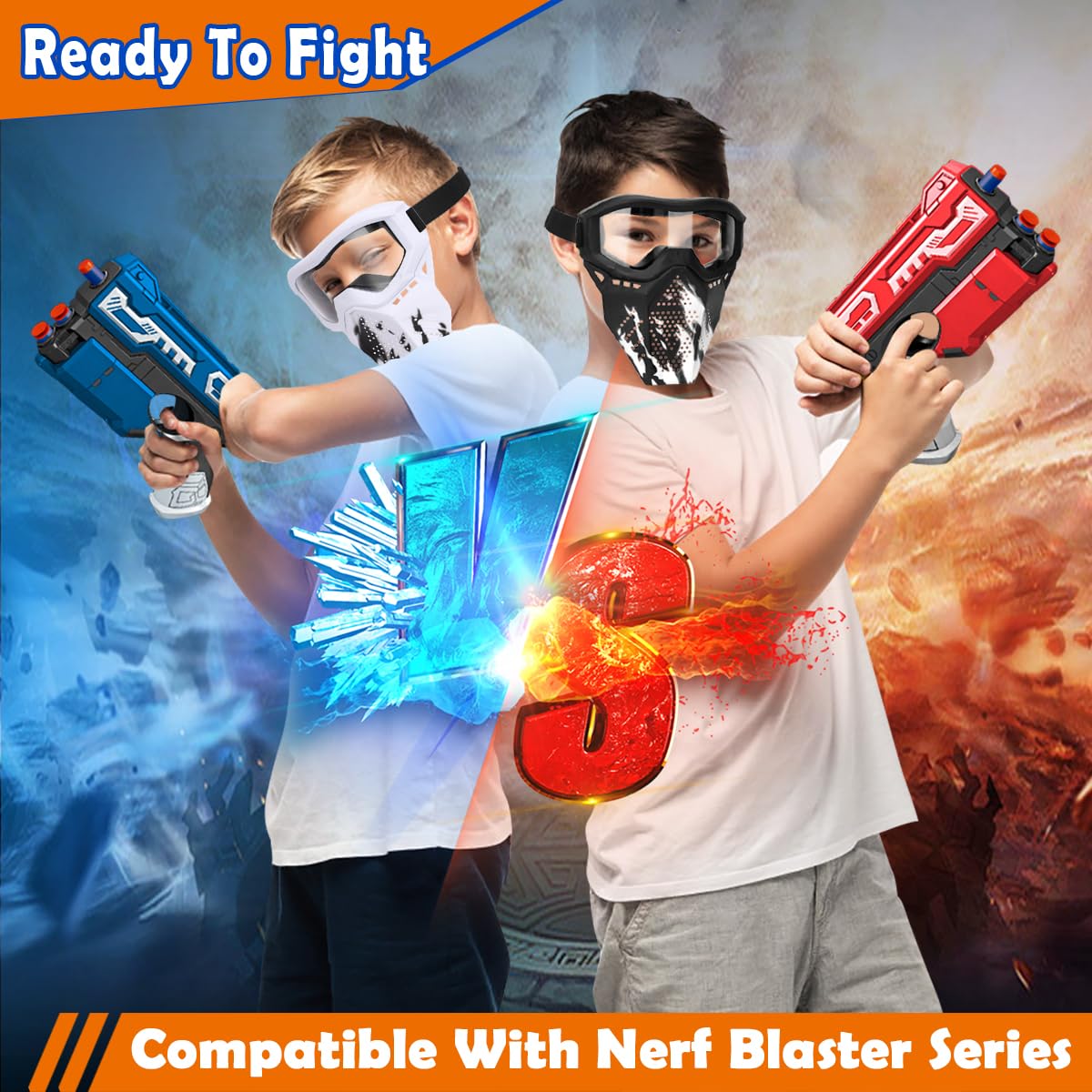 Pokonboy Upgraded 2 Pack Tactical Mask, Mask With Goggles Compatible With Nerf Rival, Apollo, Zeus, Khaos, Atlas, Artemis And N-