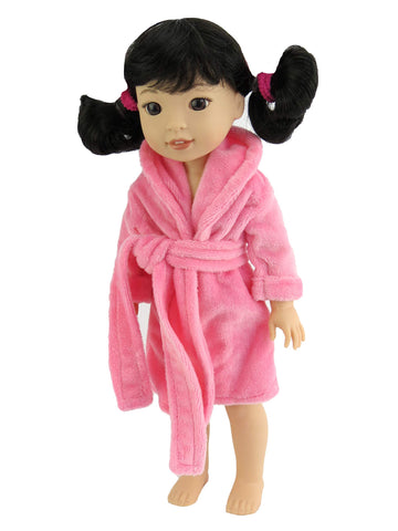 American Fashion World Pink Bathrode for 14-Inch Dolls | enhanced Quality & Trendy Design | Dolls Clothes | Outfit Fashions for Dolls for Popular Brands