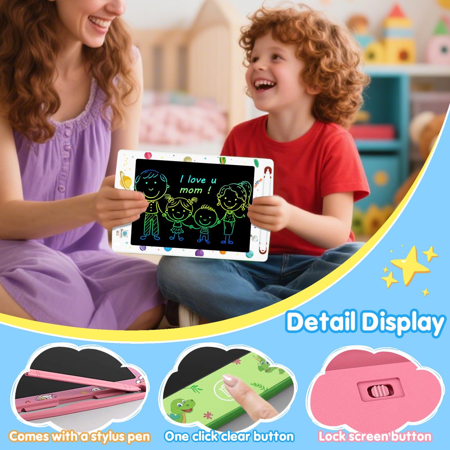 MOOWALIS 20 Pack LCD Writing Tablets, 8.5 Inch Doodle Boards, ABS Educational Travel Toys for Kids Age 3-8