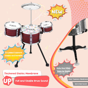 CHADRIGIVS Upgraded Toddler Drum Set - Red Kids Jazz Drum Kit with Lights, Musical Instrument for 1-5 Years, Perfect Christmas/Birthday Gift