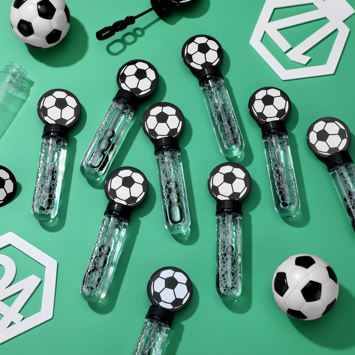 Pullcrease 16 Pcs Soccer Bubble Wands Party Favors Soccer Gifts Birthday Bubble Wand Bulk Soccer Party Decorations Soccer Theme