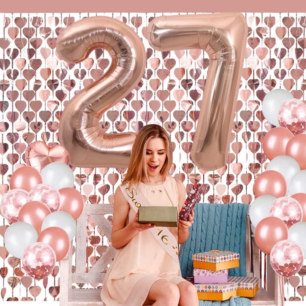 Toniful 40 Inch Large Rose Gold Number 21 Balloons Giant Digital 21 Or 12 Helium Balloons, Foil Mylar Big Number Balloons For 12