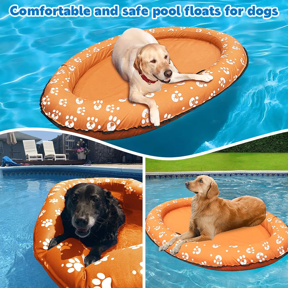 Vercico Dog Pool Float Inflatable Dog Floats For Pool Dog Floaties Swimming Pool Floats For Small Medium Large Dog Puncture Proof (Orange)