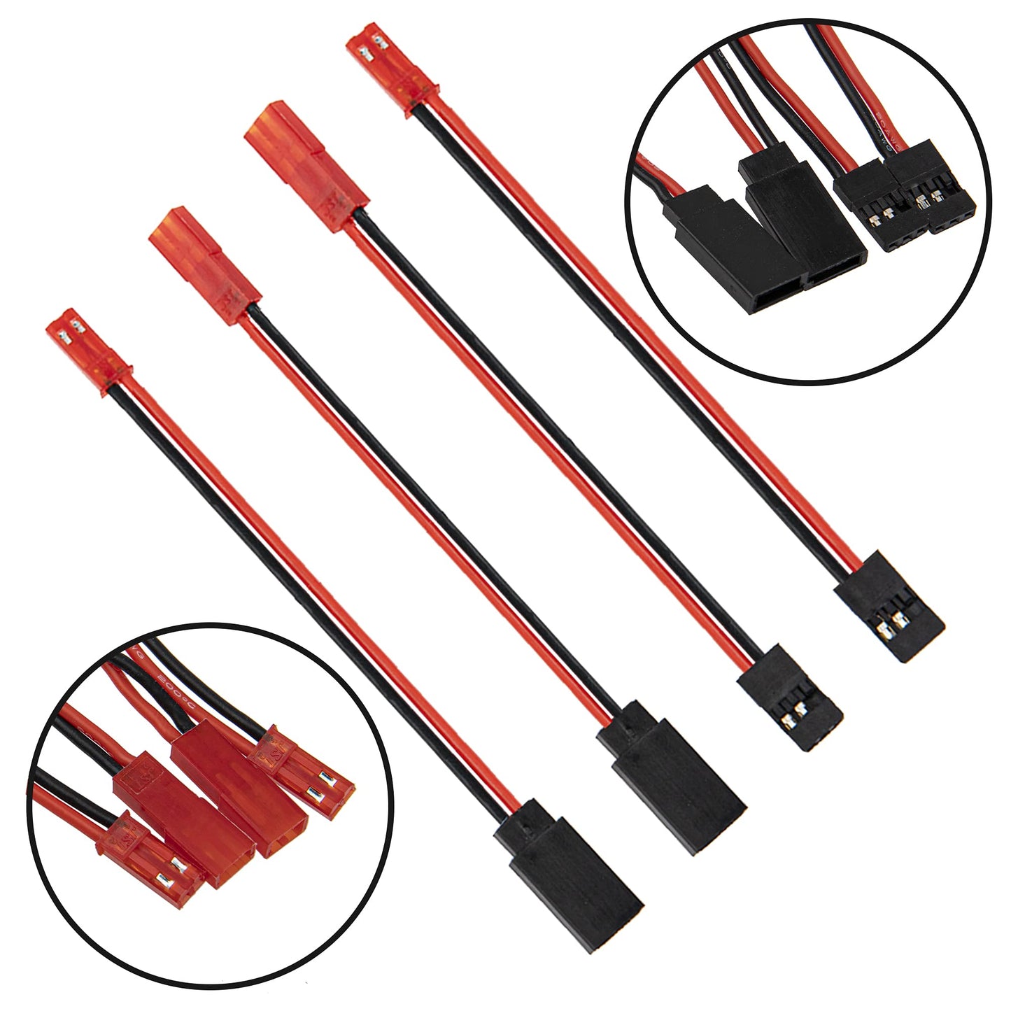 8Pcs JST Plug Y Splitter,JST to JR Male Female Wire Adapter JST Y-Harness Connectors Parallel Extension Cable Compatible with Tr