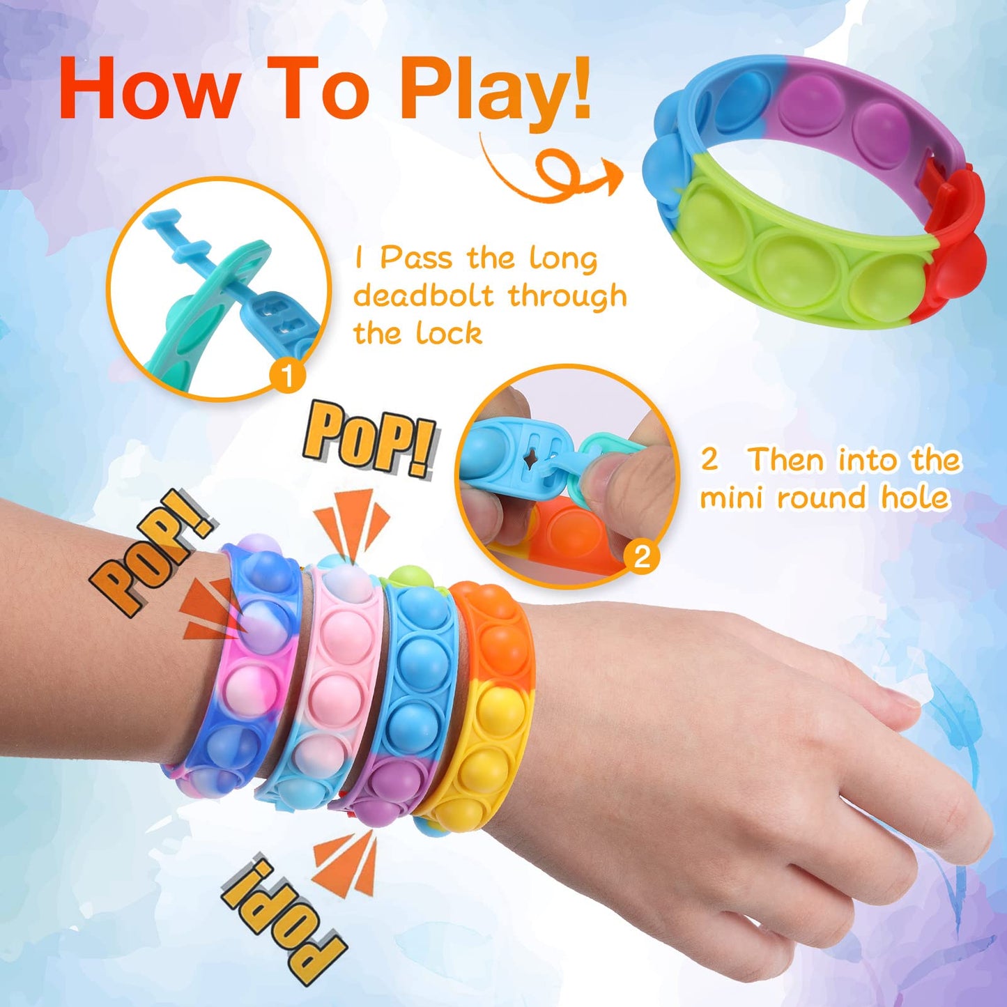 Kids Party Favors Pop Fidget Toys Bulk Its 24 Packs Fidget Bracelet It Birthday Party Favors For Kids Goodie Bags Stuffers For Kids Classroom Prizes Poppers Easter Basket Stuffers Girls Boys Cheap