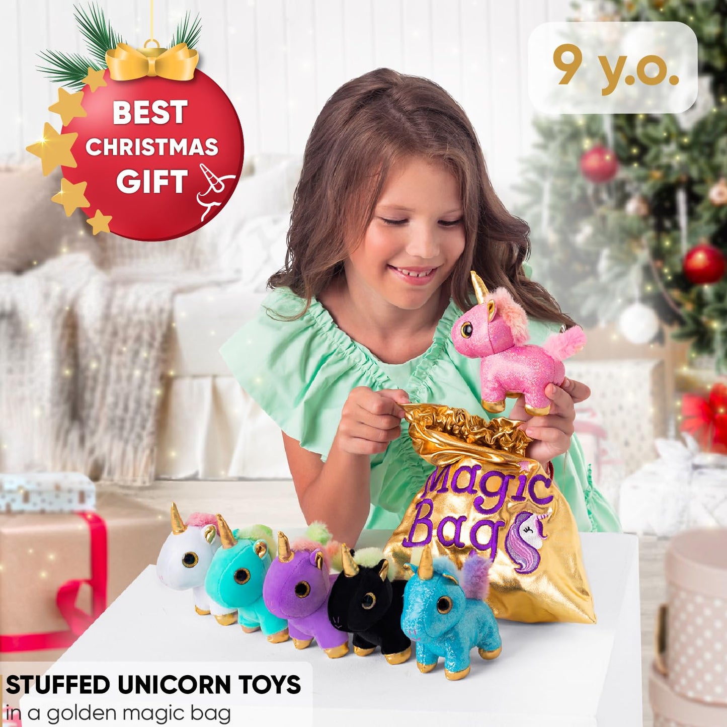 Naturally Kids Stuffed Animal, Toddler Gifts For Boys, Girls, Plush Unicorn Toys Set 6