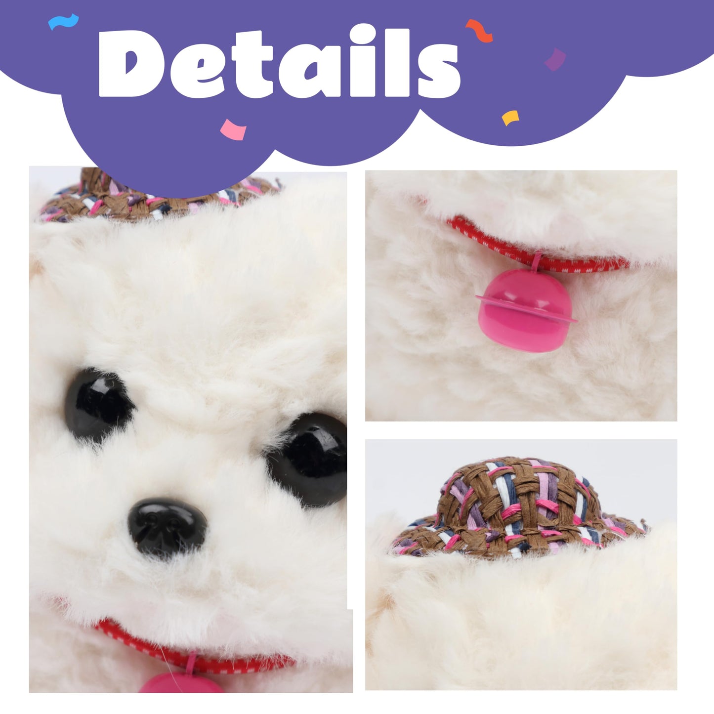 Cuteoy Walking White Dog Stuffed Animal Talking Wagging Nodding Educational Plush Puppy Toy Electric Interactive Animated Plushies For Girls Boys Birthday