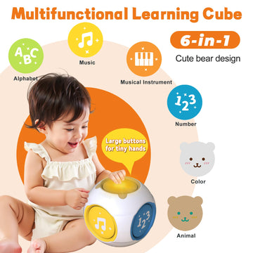 iKOIHO Bilingual Baby Musical Learning Cube - Educational Toy for 1 Year Old, Lights & Music, Ideal for 6-18 Months Infants, ABS Material
