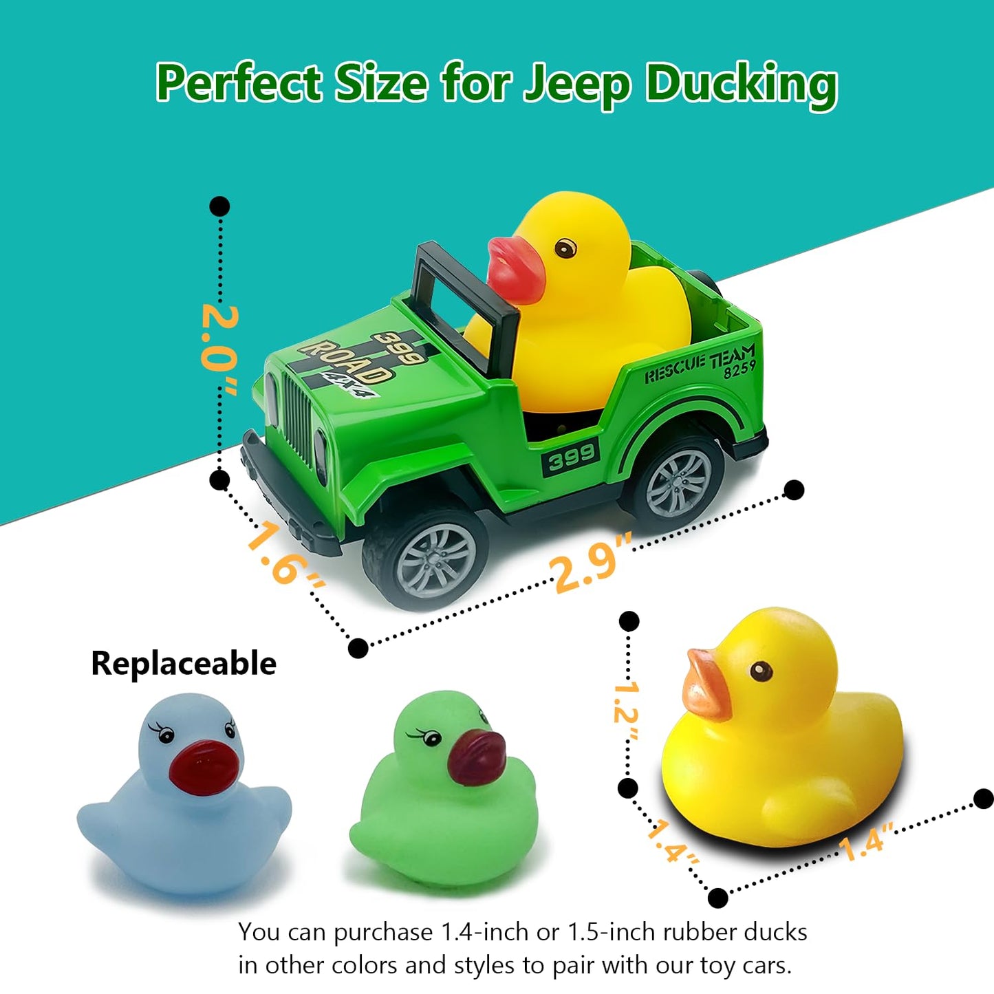 Yatics 24 Pack Movable Rubber Ducks For Jeep Ducking, Pull Back Duck For Jeep Ducking, 2.9 Inch Suitable Size, Unique Rubber Duc
