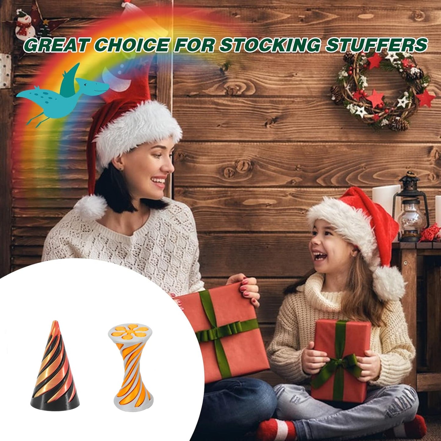 2Pcs Impossible Cone, 3D Printed Spiral Cone Fidget Toy Impossible Pyramid Passthrough Toy, Birthday Gift For Kids Adults Sensory Fidgets Toys For Anxiety Stress Relief, Christmas Stocking Stuffers