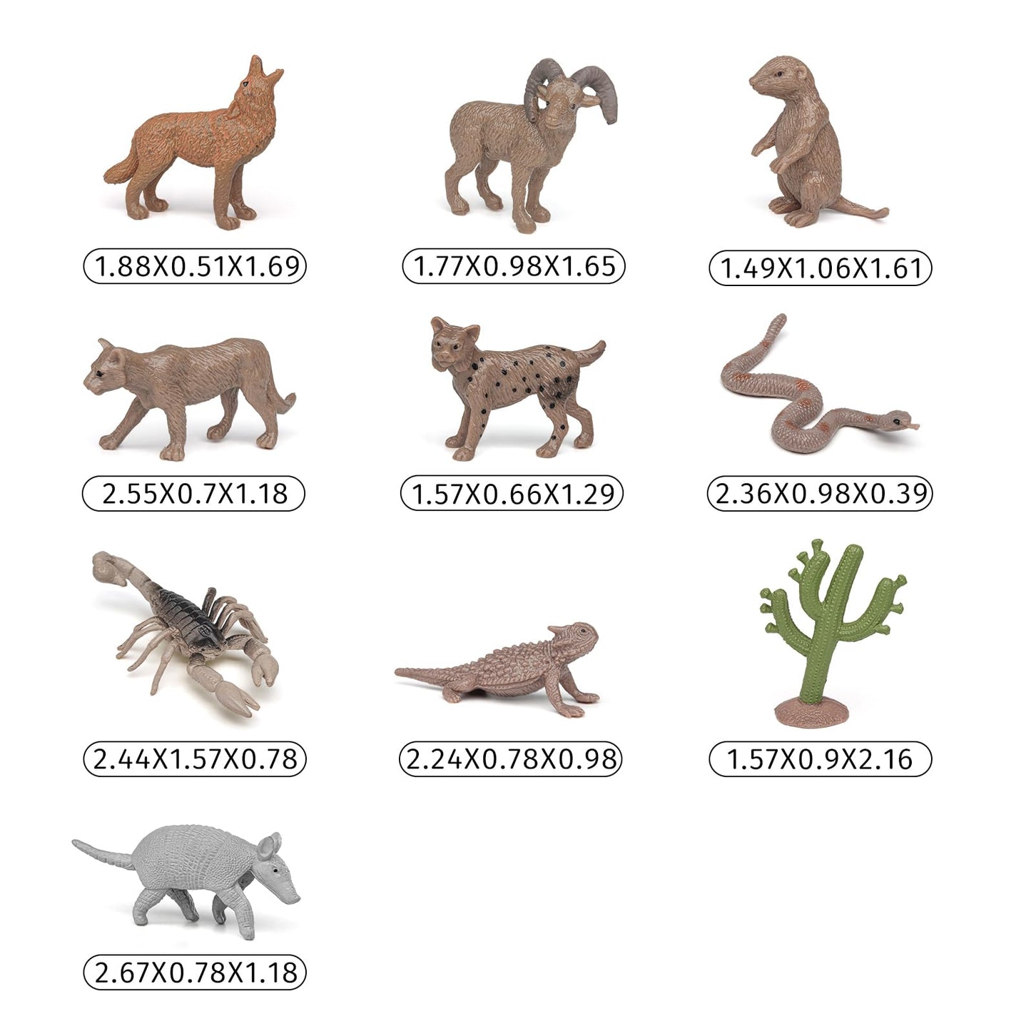BRETOYIN 11PCS Mini Desert Animals Figurines Set Desert Realistic Desert Animals Figurines Toys Party Decorations Tabletop Decor