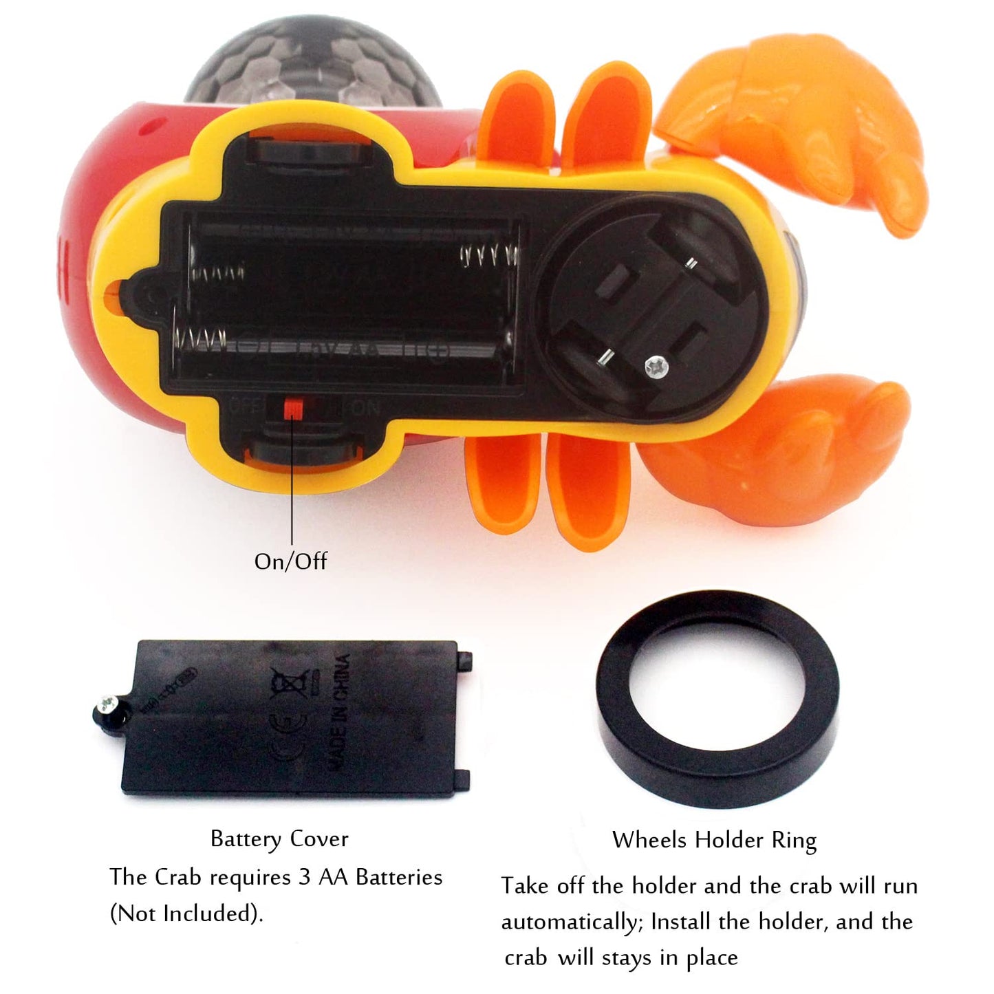 Tipmant Baby Toddler Electric Crab Cute Electronic Animal Vehicle Car Toy Crawl, Play Music, Luminous Light Kids Birthday (Orange)