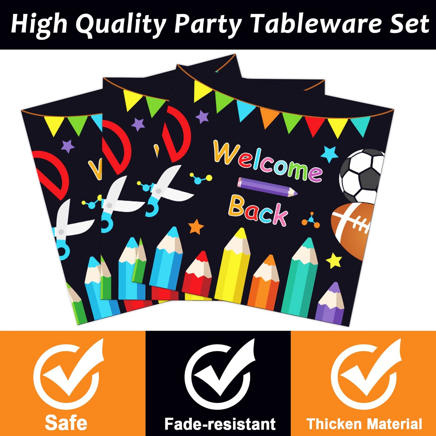96 Pcs Back To School Party Plates And Napkins Party Supplies School Season Tableware Set Back To School Party Decorations Favor