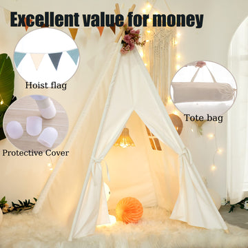 Rongfa Teepee Tent For Kids-Portable Children Play Tent Indoor Outdoor (White)
