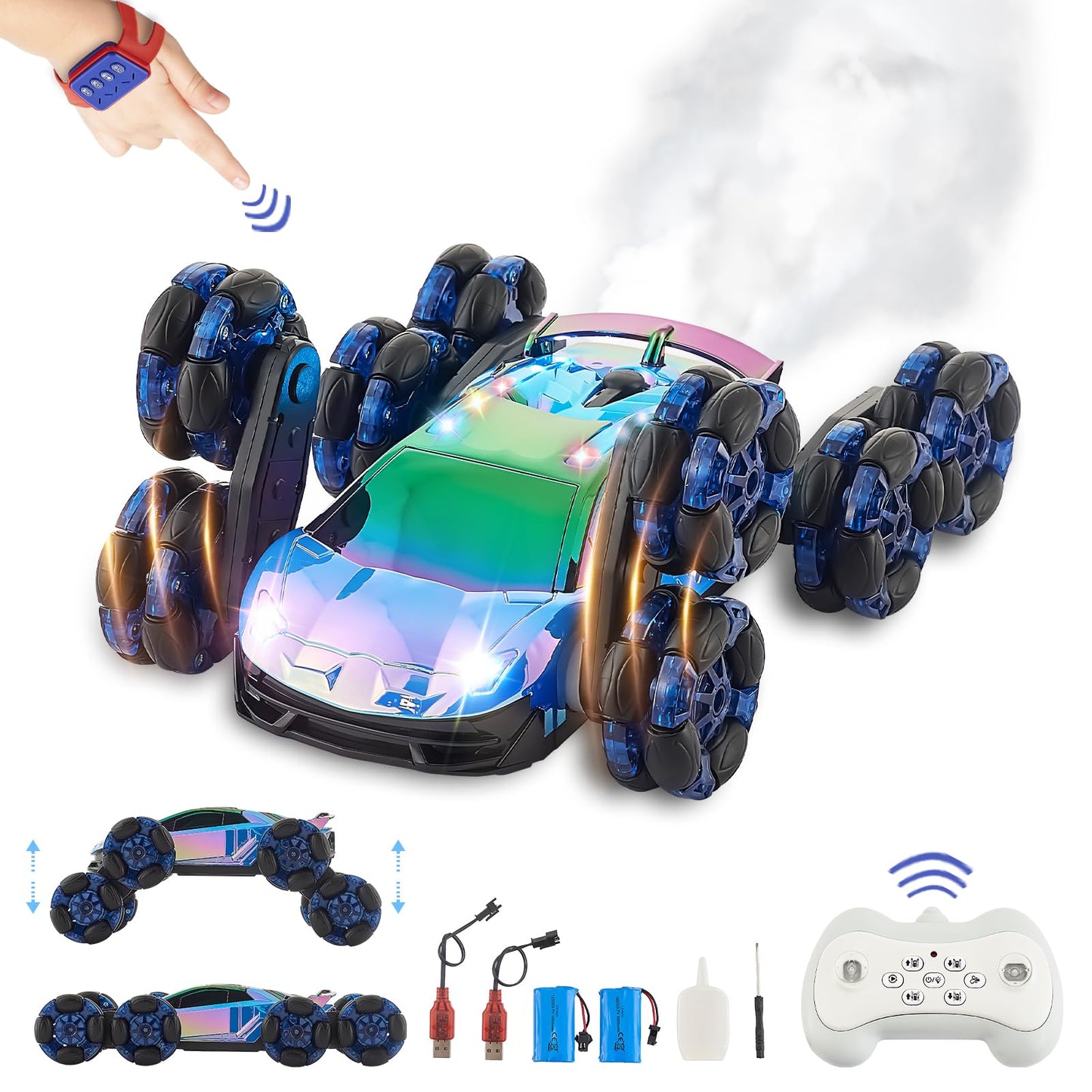 Remote Control Car, 8 Wheel RC Cars, Stunt RC Drift Car with Gesture Sensing, 2 x 1200mAh Battery, 90 Min Play Time, RC Cars for